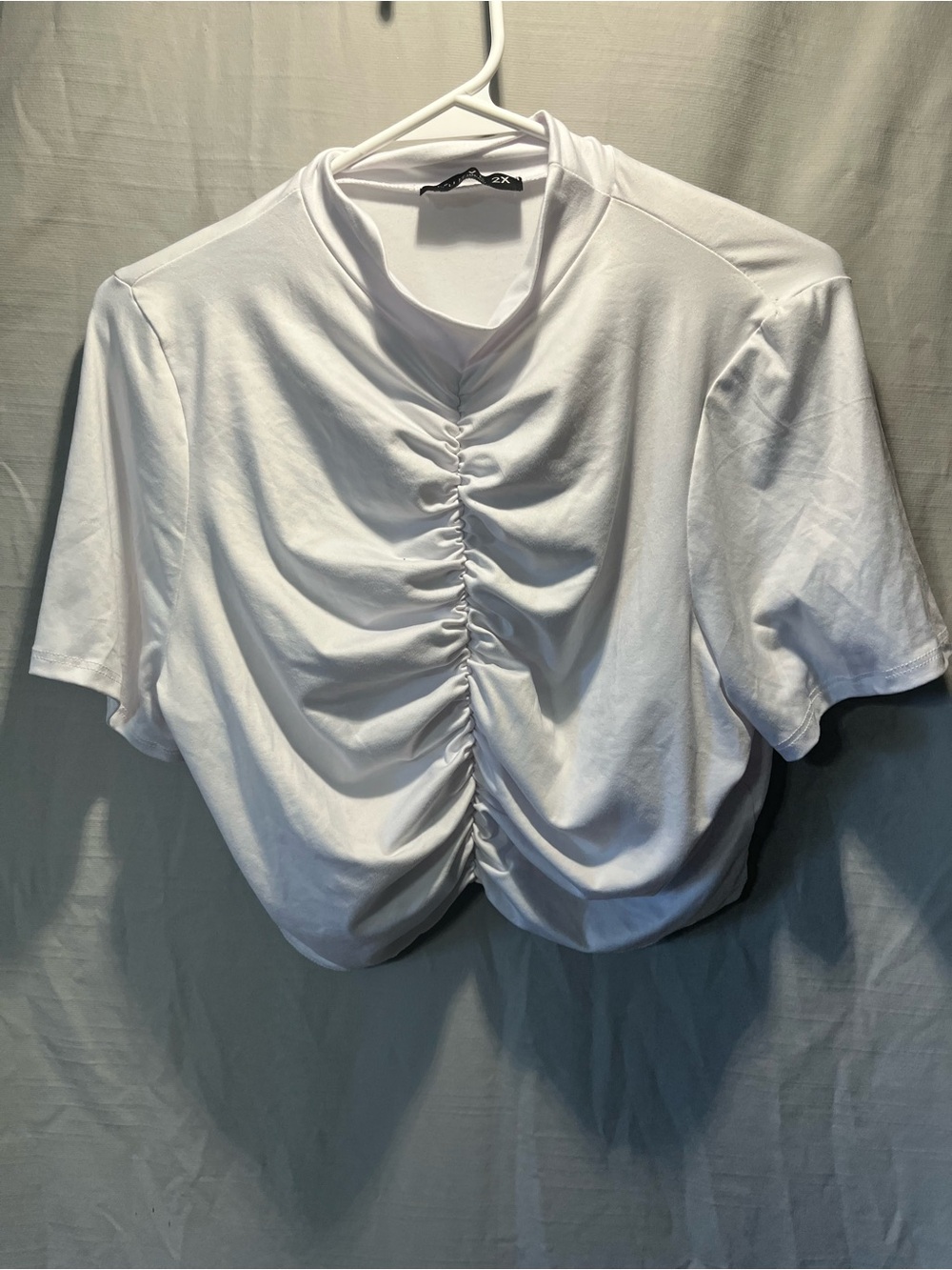 Women’s White Ruched Front Crop Top - Brand